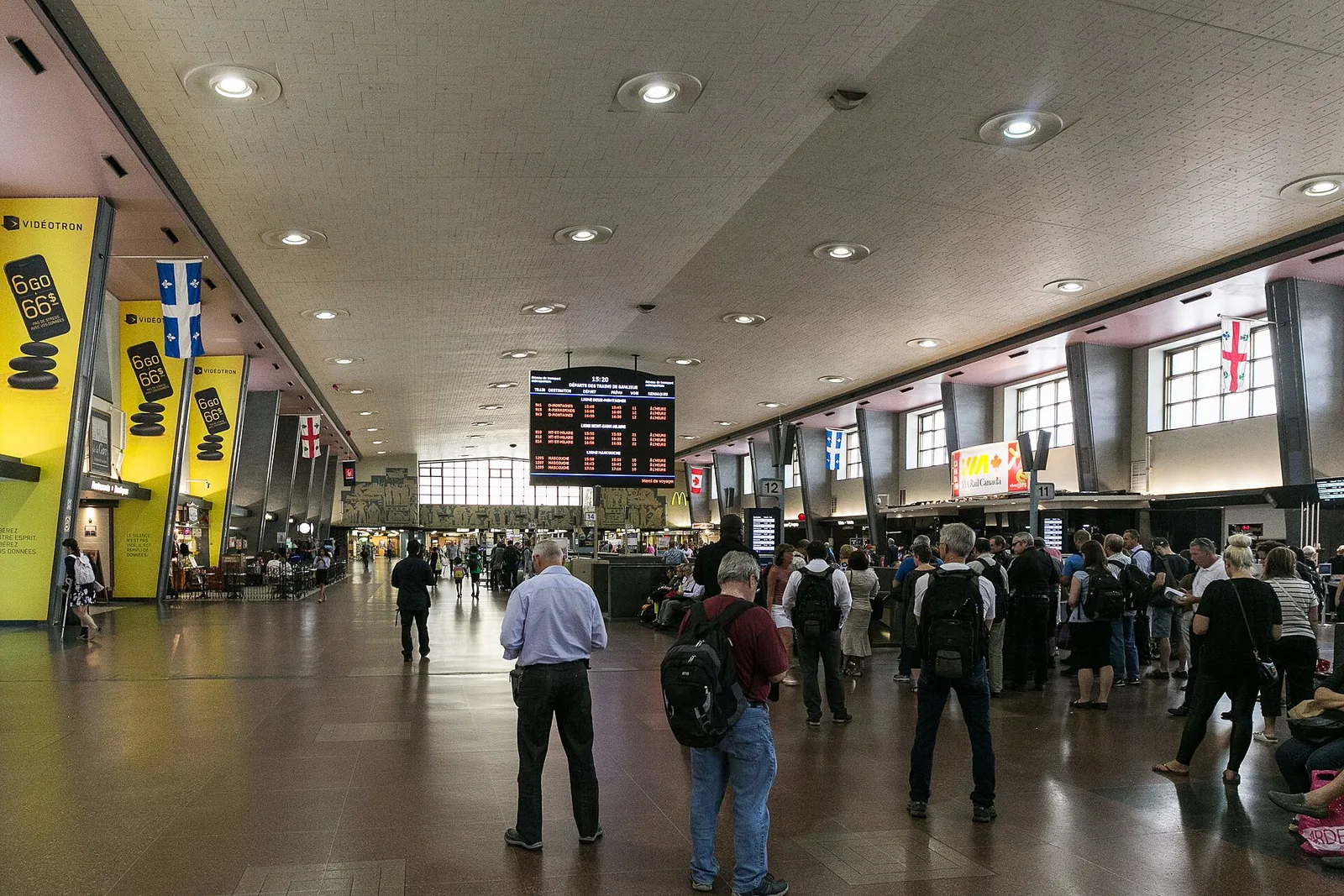 Passengers in the main concourse of Gare Centrale station in downtown Montreal