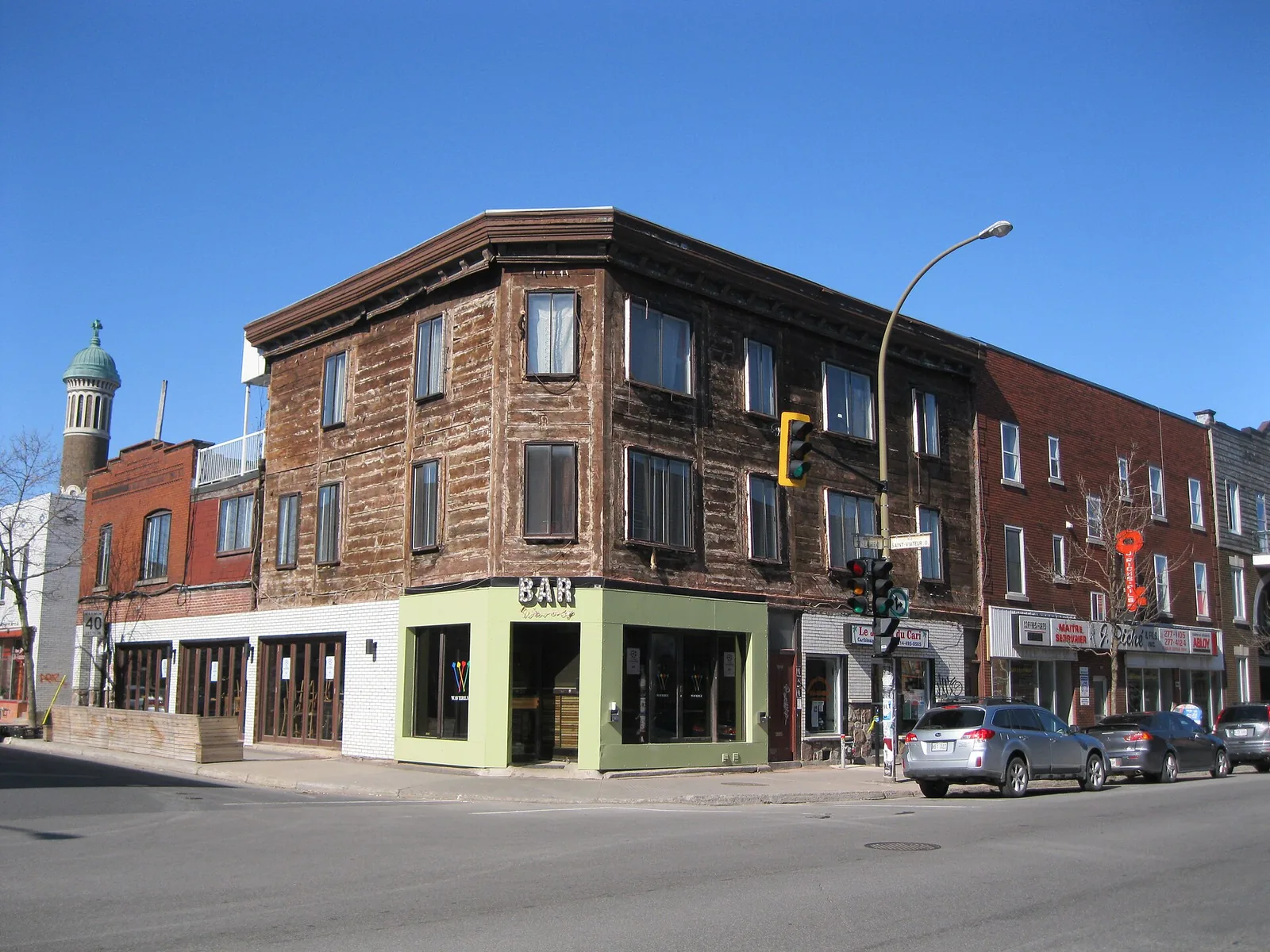 Corner of rue Saint-Viateur and boulevard Saint-Laurent in Mile End, one of the most distinctive Montreal neighborhoods