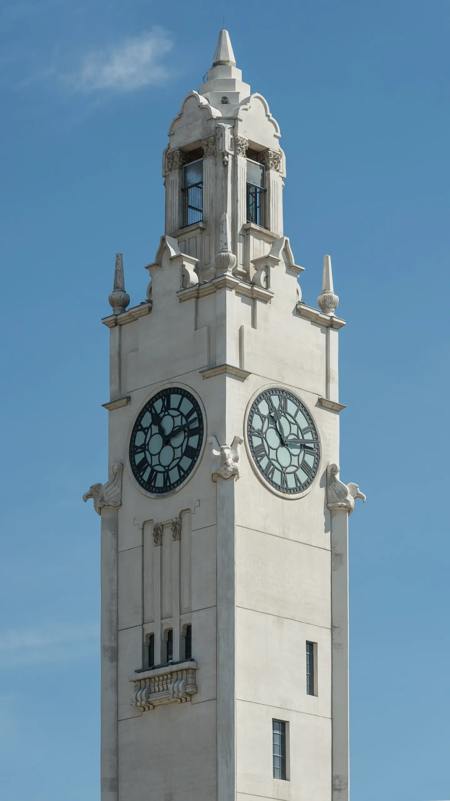 White Clock Tower at the end of Quai de l'Horloge in the Old Port of Montreal