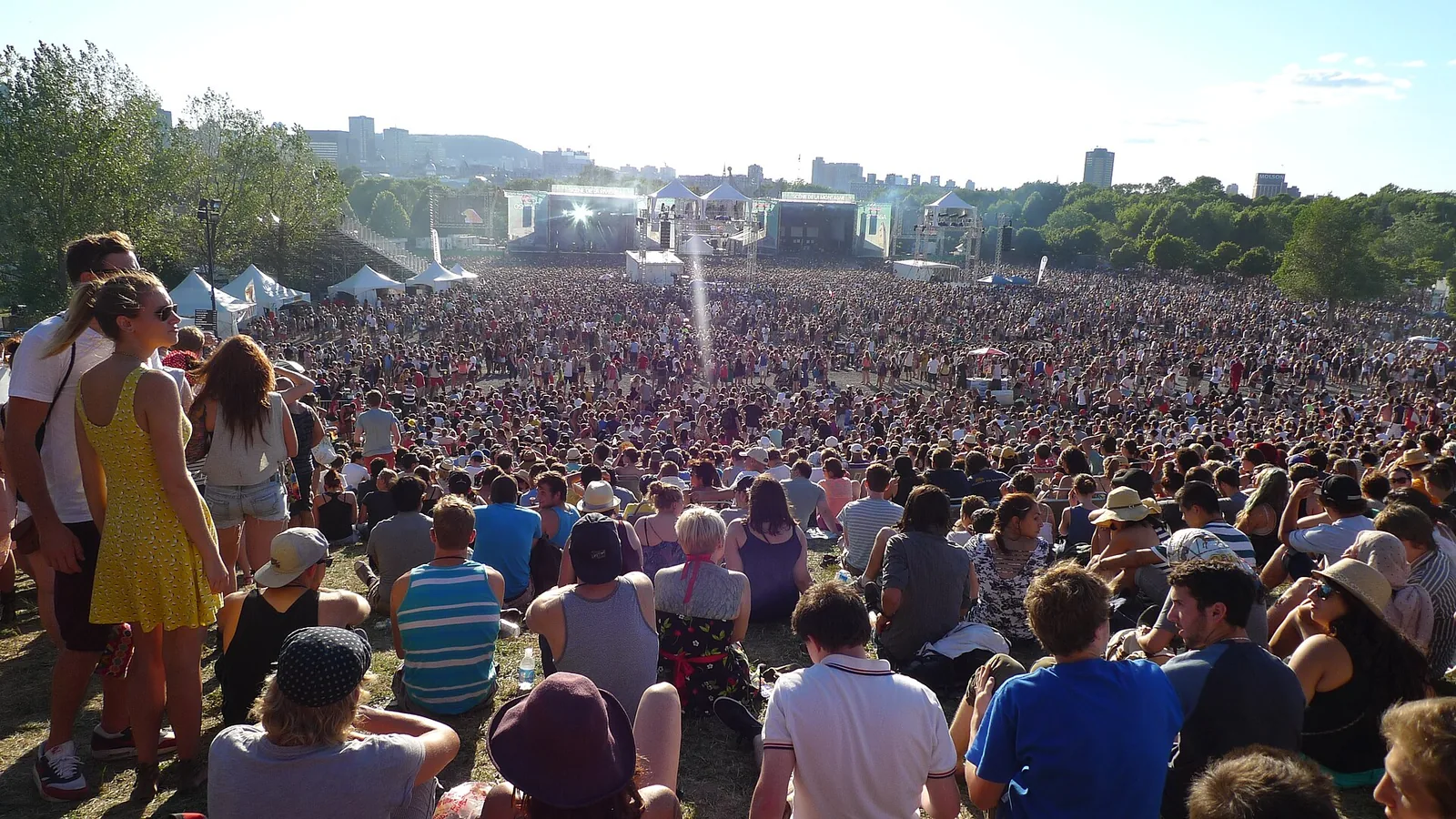 Huge summer crowd in front of the main stage at Osheaga on Parc Jean-Drapeau