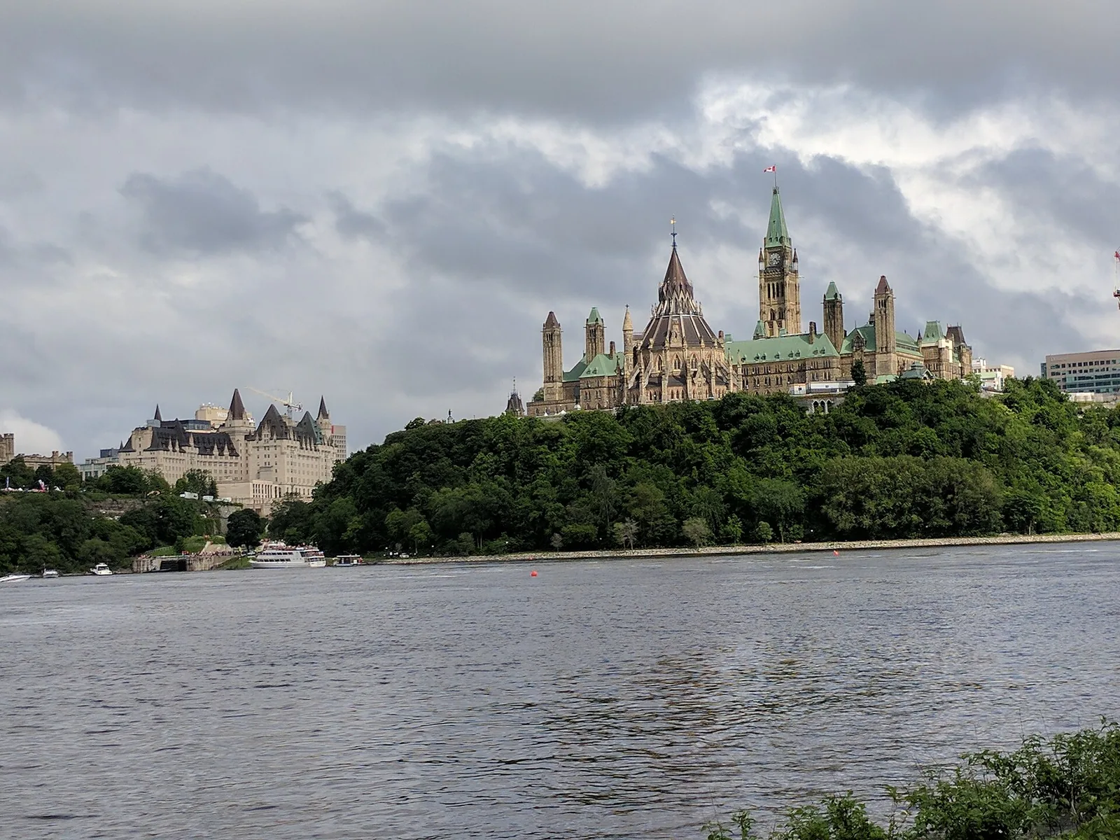 Parliament Hill in Ottawa seen across the Ottawa River
