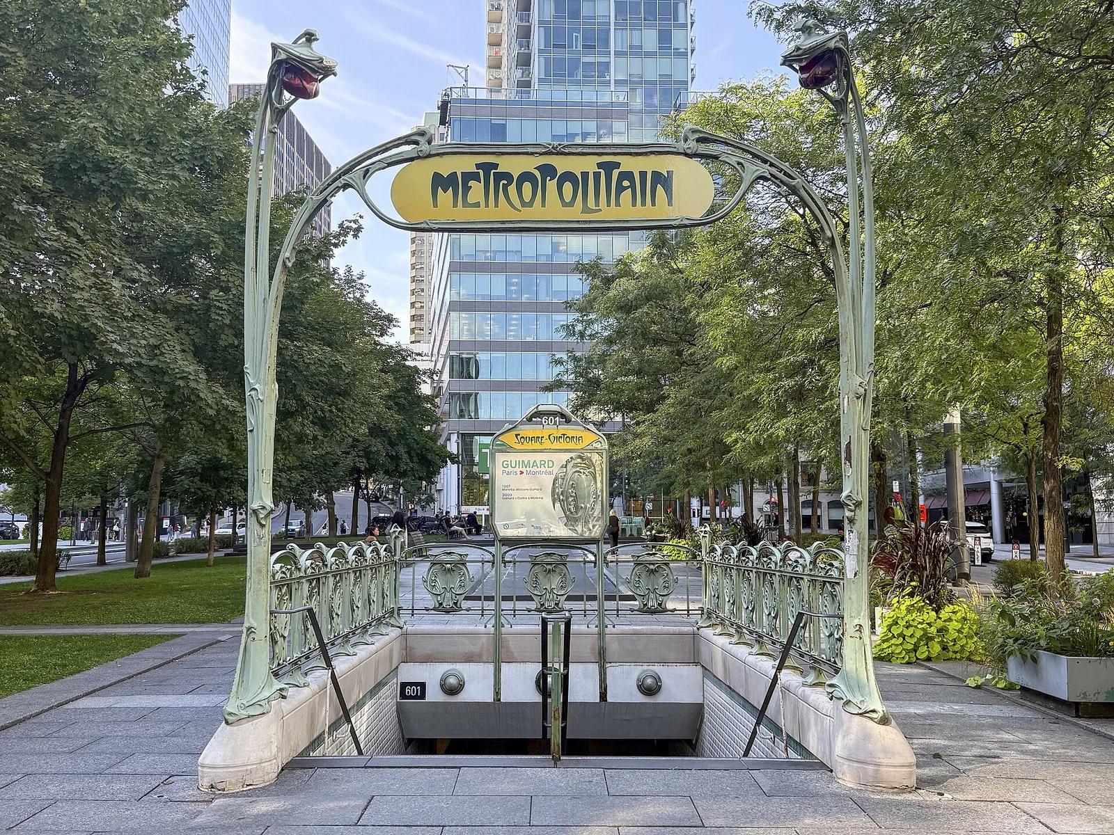 Art nouveau Guimard entrance to Square-Victoria–OACI metro station, the nearest metro to Bota Bota